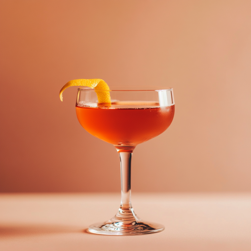 A photo of the Rutte Rouge cocktail containing Beefeater London Dry Gin, Campari Aperitivo, Martini & Rossi Rosso Sweet Vermouth in a Coupe.