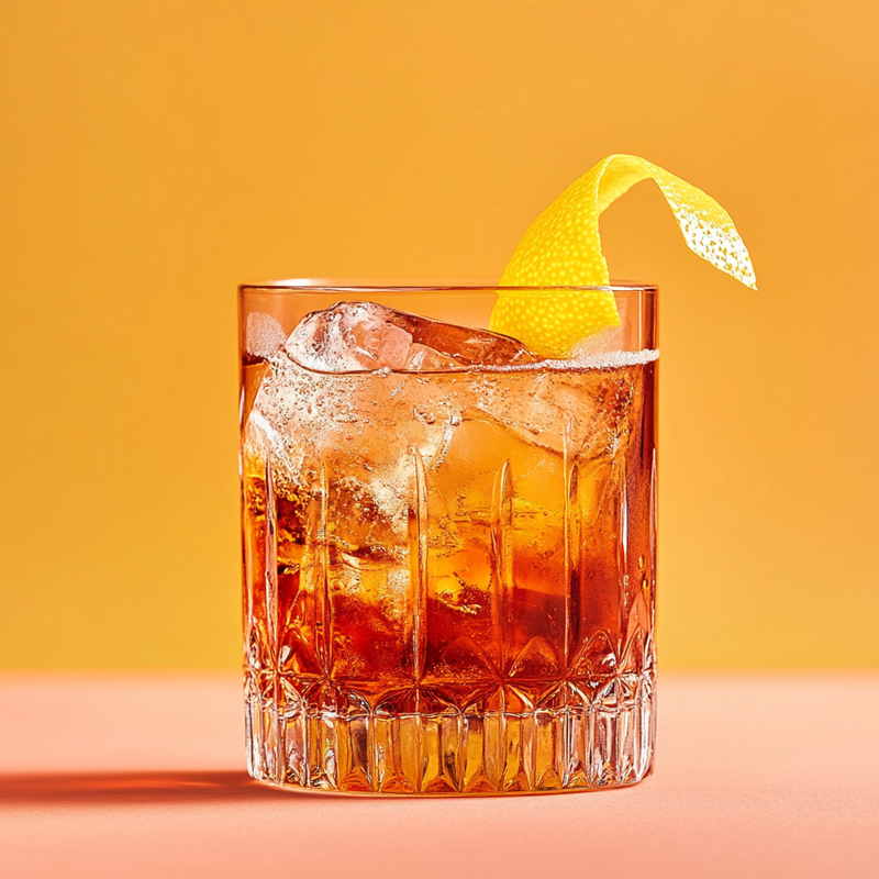 A photo of the The Dubonnet Cocktail cocktail containing Beefeater London Dry Gin, Dubonnet Rouge, Freshly squeezed lemon juice in a Old-Fashioned.