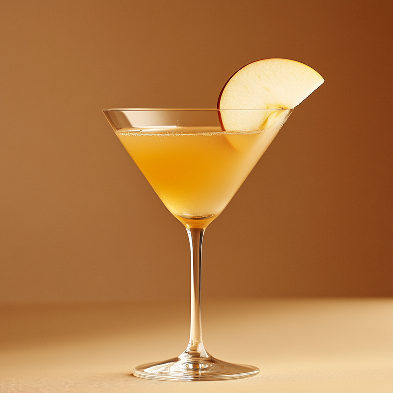 A photo of the Polish Martini cocktail containing Ketel One Vodka, Zubrowka Bison Grass Vodka, Roots Rakomelo Sweet Liqueur, Pressed apple juice in a Martini.