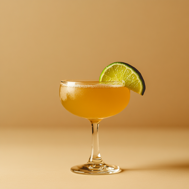 A photo of the Sunset Mezcalita cocktail containing Del Maguey Vida Mezcal, Aperol Aperitivo, Chartreuse Yellow, Freshly squeezed lime juice in a Coupe.