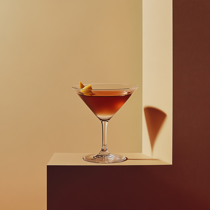 A photo of the Port Wine Cocktail cocktail containing Hennessy V.S. Cognac, Graham's 10 Year Old Aged Tawny Port in a Martini.
