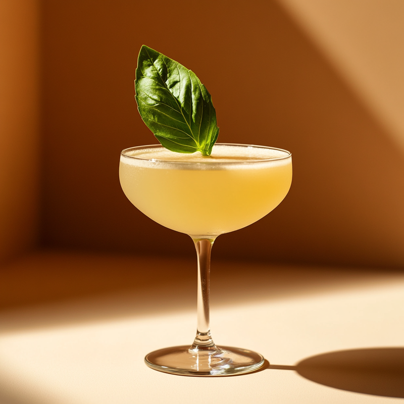 A photo of the Mezcal Verde Charm cocktail containing Del Maguey Vida Mezcal, Luxardo Maraschino Liqueur, Suze Aperitif, Freshly squeezed lime juice, Giffard Orgeat Syrup in a Coupe.