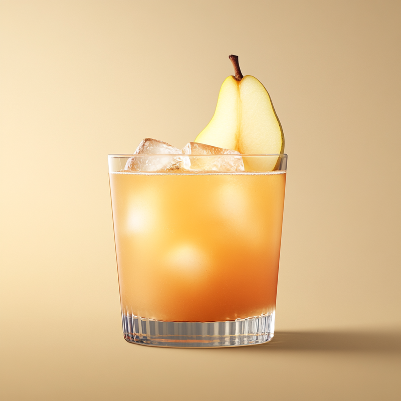 A photo of the Pear & Spice Punch cocktail containing Fresh root ginger (thumbnail sized), Appleton Estate 8 Year Old Reserve Rum, Pressed pear juice, Cranberry juice, Freshly squeezed lime juice, Maple syrup in a Collins.