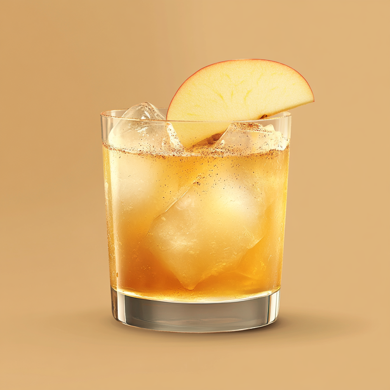 A photo of the Apple Agave Refresco cocktail containing Milagro Reposado Tequila, Pressed apple juice, Freshly squeezed lemon juice, AquaRiva Organic Agave Syrup, Ground cinnamon in a Old-Fashioned.