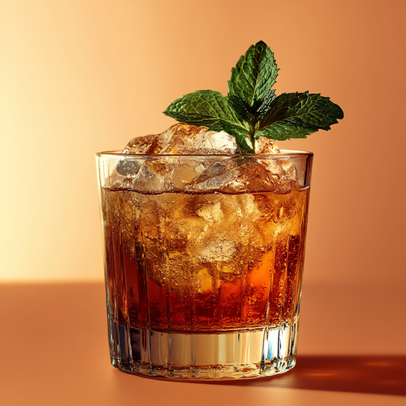 A photo of the Stinger cocktail containing Hennessy V.S. Cognac, Tempus Fugit Crème De Menthe in a Old-Fashioned.