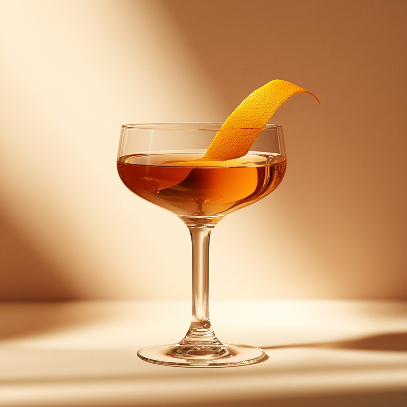 A photo of the Fern & Turf Martini cocktail containing Beefeater London Dry Gin, Carpano Antica Formula Vermouth, Pierre Ferrand Dry Curaçao, Fernet-Branca Amaro Liqueur in a Coupe.