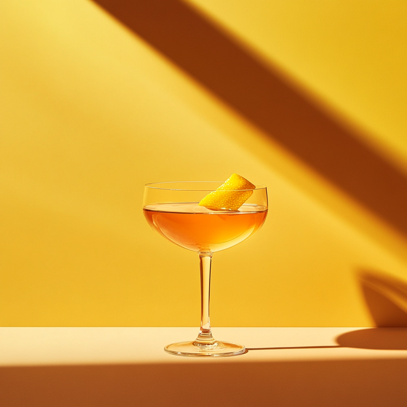 A photo of the Scotch Swirl cocktail containing Martini & Rossi Rosso Sweet Vermouth, Compass Box Great King Street Artist's Blend Scotch, Ricard Pastis de Marseille Aperitif in a Coupe.