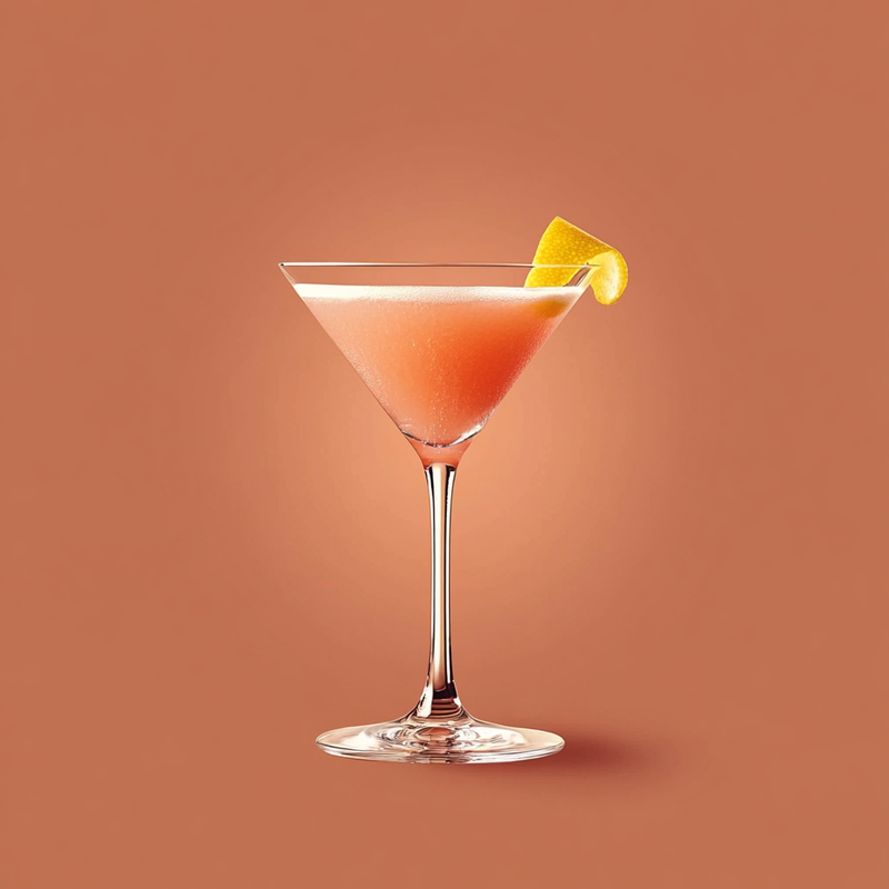 A photo of the Pink Gin Twist cocktail containing Beefeater London Dry Gin, Freshly squeezed pink grapefruit juice, Liber & Co. Real Grenadine in a Martini.