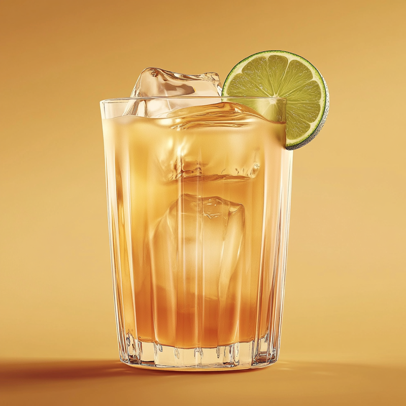 A photo of the Apricot Breeze cocktail containing Planteray 3 Stars White Rum, Giffard Abricot Du Roussillon, Galliano Autentico Liqueur, Pressed apple juice, Freshly squeezed lime juice in a Collins.