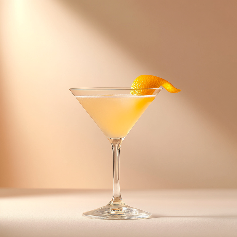 A photo of the Stork Club cocktail containing Beefeater London Dry Gin, Giffard Triple Sec, Freshly squeezed orange juice, Freshly squeezed lime juice, Angostura Orange Bitters in a Martini.