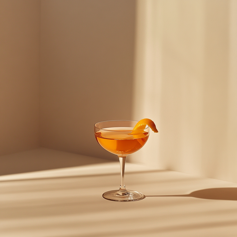 A photo of the RyeZarak cocktail containing Pernod Absinthe, Willett Family Estate Bottled 4 Year Rye, Ramazzotti Amaro, Aperol Aperitivo, Peychaud's Bitters in a Coupe.