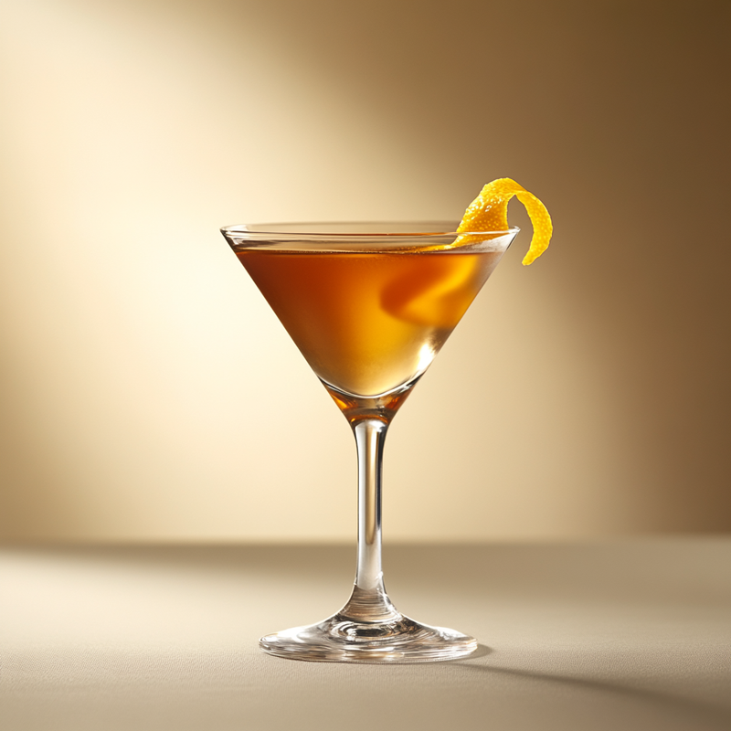 A photo of the Southern Sunset cocktail containing Southern Comfort, Martini & Rossi Rosso Sweet Vermouth, Angostura Orange Bitters in a Martini.