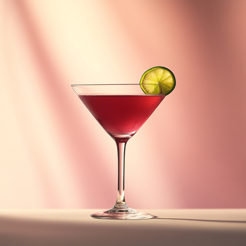 A photo of the Southern Sunset Martini cocktail containing Southern Comfort, Freshly squeezed lime juice, Cranberry juice in a Martini.
