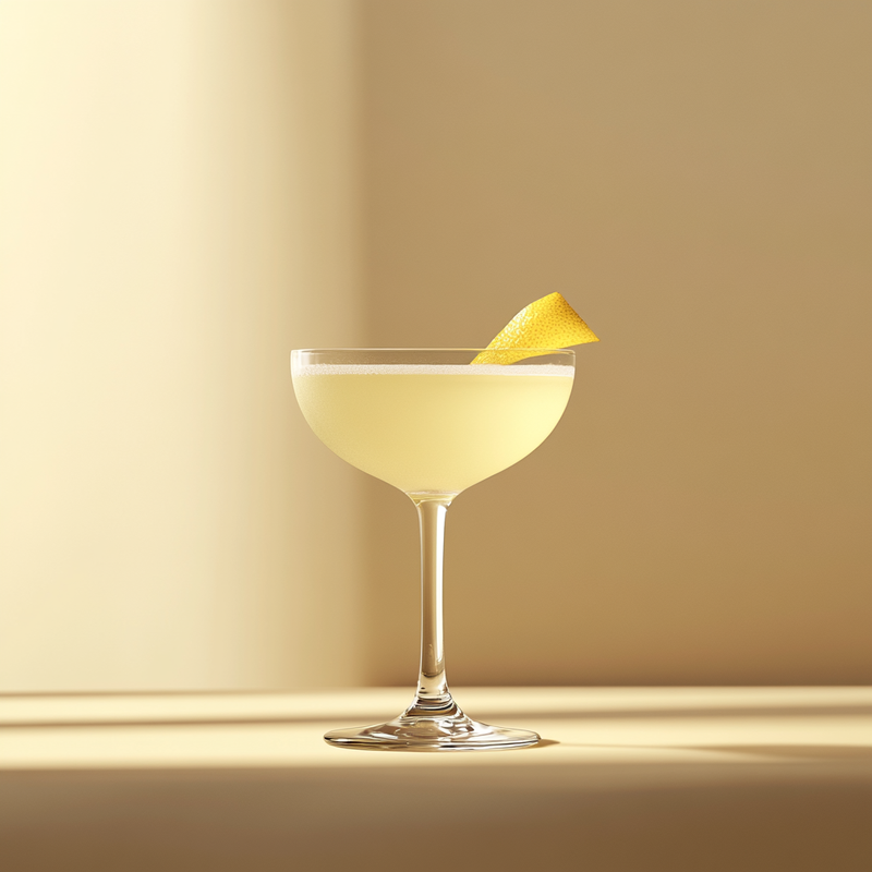 A photo of the Verdant Zing Gin cocktail containing Fresh root ginger (thumbnail sized), Beefeater London Dry Gin, Chartreuse Green, Luxardo Maraschino Liqueur, Freshly squeezed lime juice in a Coupe.
