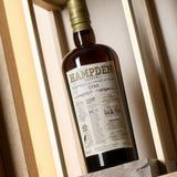 Hampden rum bottle in a wooden box