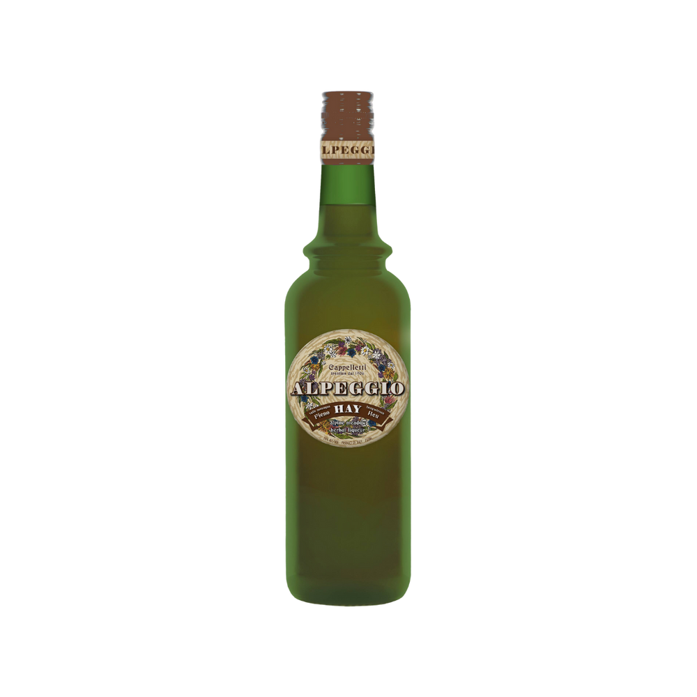Bottle of Alpeggio Hay Liqueur.