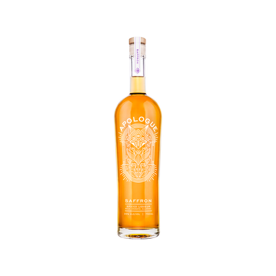 Bottle of Apologue Saffron Liqueur.