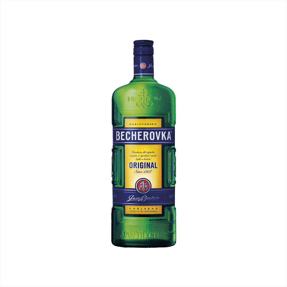 Bottle of Becherovka Herbal Liqueur.
