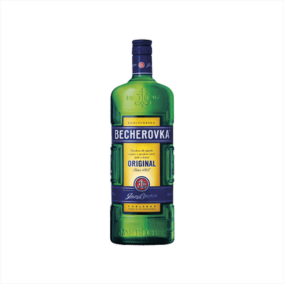 Bottle of Becherovka Herbal Liqueur.