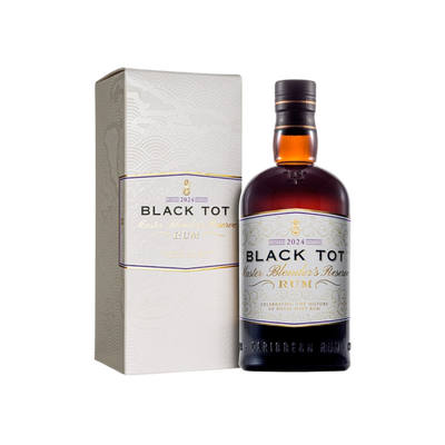 Bottle of Black Tot Master Blender’s Reserve 2024 Aged Caribbean Rum.