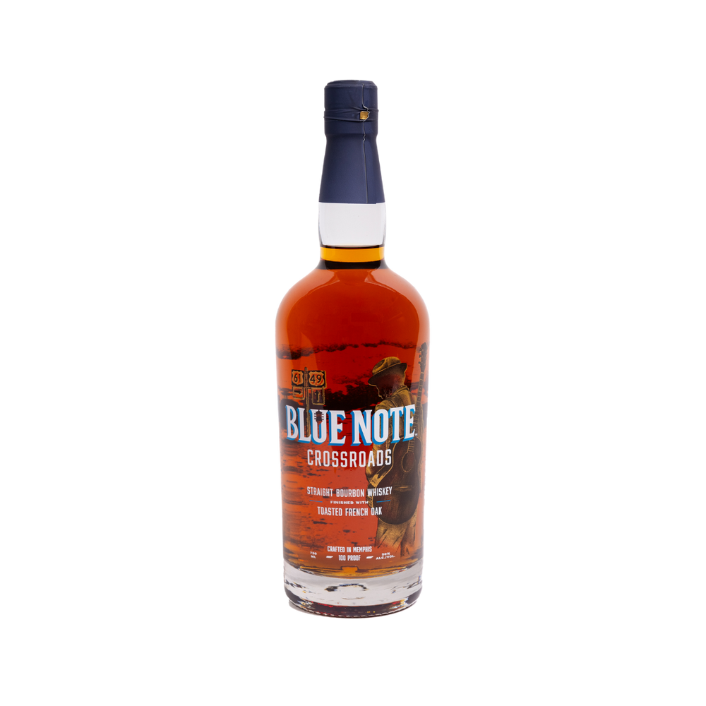 Bottle of Blue Note Crossroads Bourbon Whiskey.