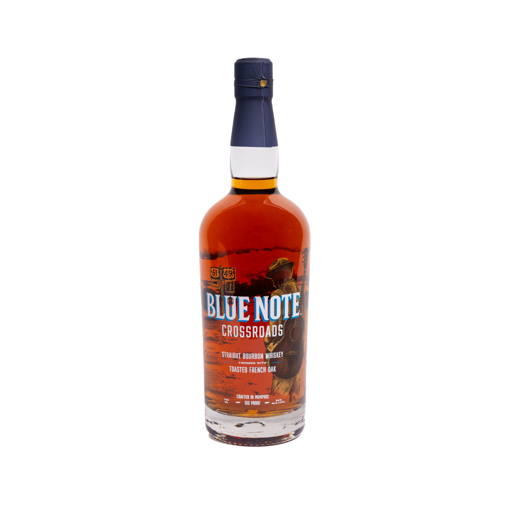 Bottle of Blue Note Crossroads Bourbon Whiskey.