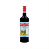 A tall bottle with a red cap reading: Braulio Bormio Amaro Alpino with a hand drawn image of the Alps