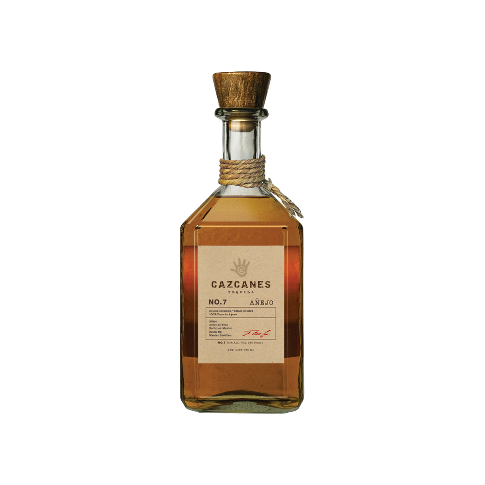 Bottle of Cazcanes No 7 Añejo Tequila.