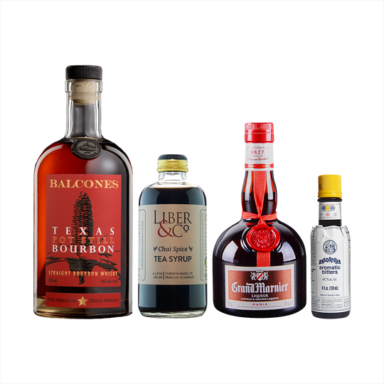 Chai How Are You? Cocktail Set: Balcones Texas Pot Still Bourbon + Grand Marnier 375oz + Liber & Co Chai Spice Tea Syrup + Angostura Bitters 4oz