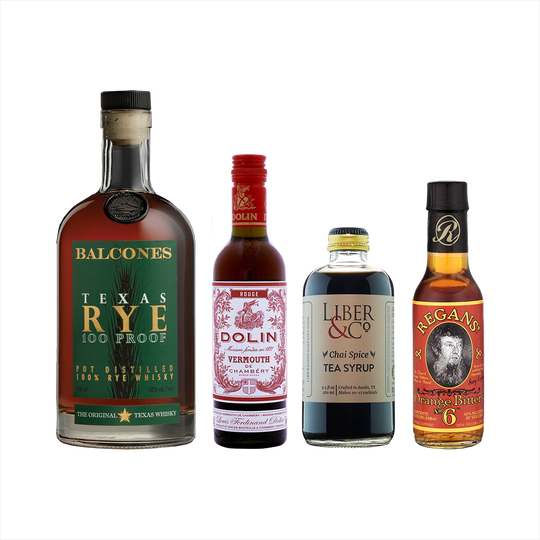 Chai Manhattan Cocktail Set: Balcones Texas Rye + Liber Chai Spice Tea Syrup + Dolin Rouge 375 + Regans' Orange Bitters