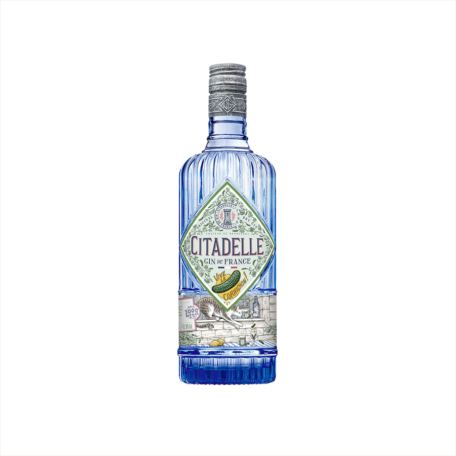Bottle of Citadelle Vive le Cornichon Gin.