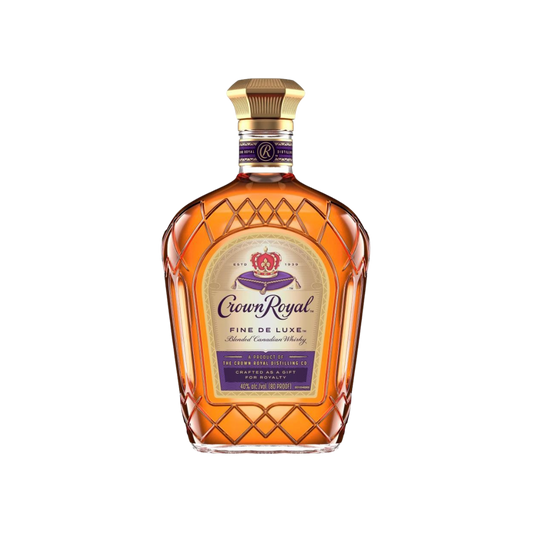 Bottle of Crown Royal Blended Canadian Whisky.