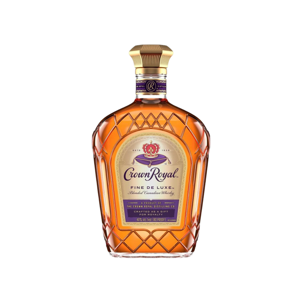 Bottle of Crown Royal Blended Canadian Whisky.