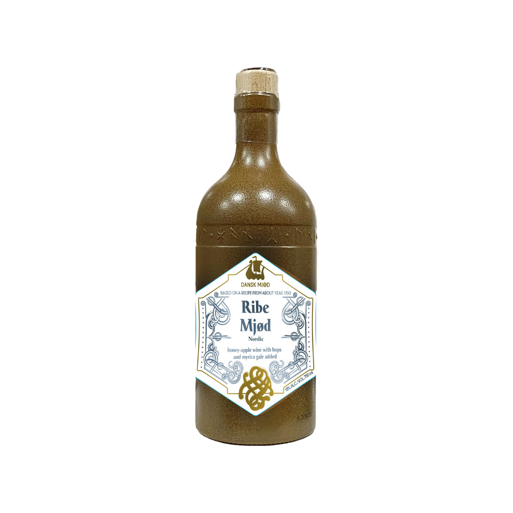 Bottle of Dansk Mjod Ribe Mjod Mead.