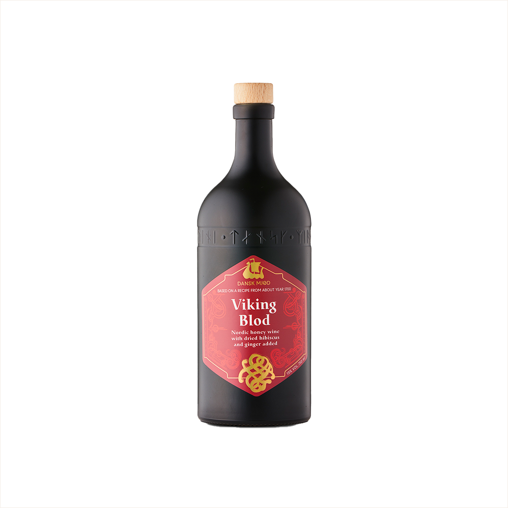 Bottle of Dansk Mjod Viking Blod Mead.