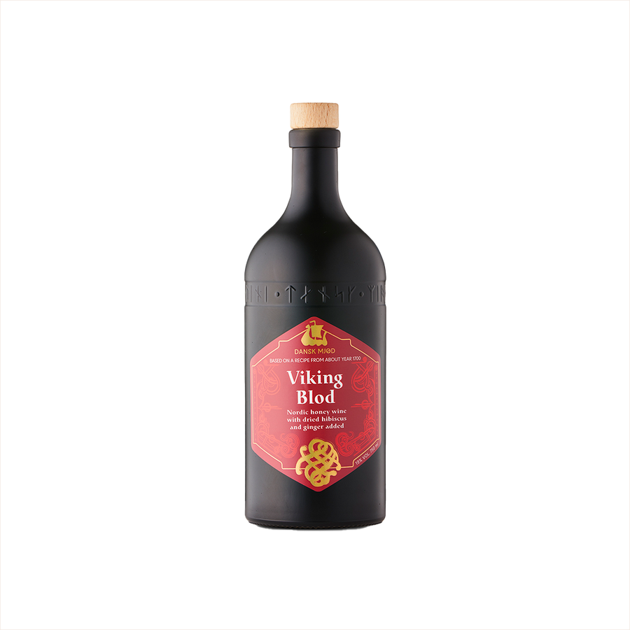 Bottle of Dansk Mjod Viking Blod Mead.