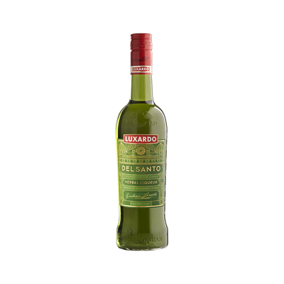 Bottle of Luxardo Del Santo Herbal Liqueur.