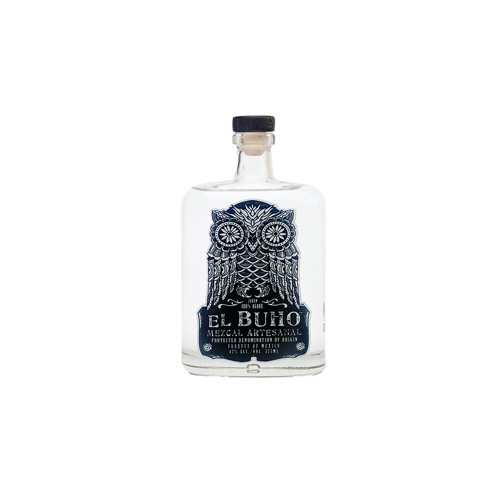 Bottle of El Buho Mezcal Artesanal Espadin.