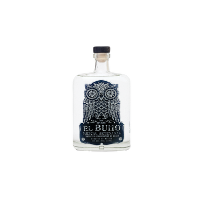Bottle of El Buho Mezcal Artesanal Espadin.