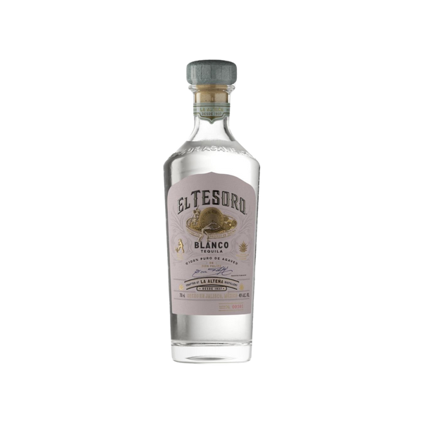 Bottle of El Tesoro Blanco Tequila.