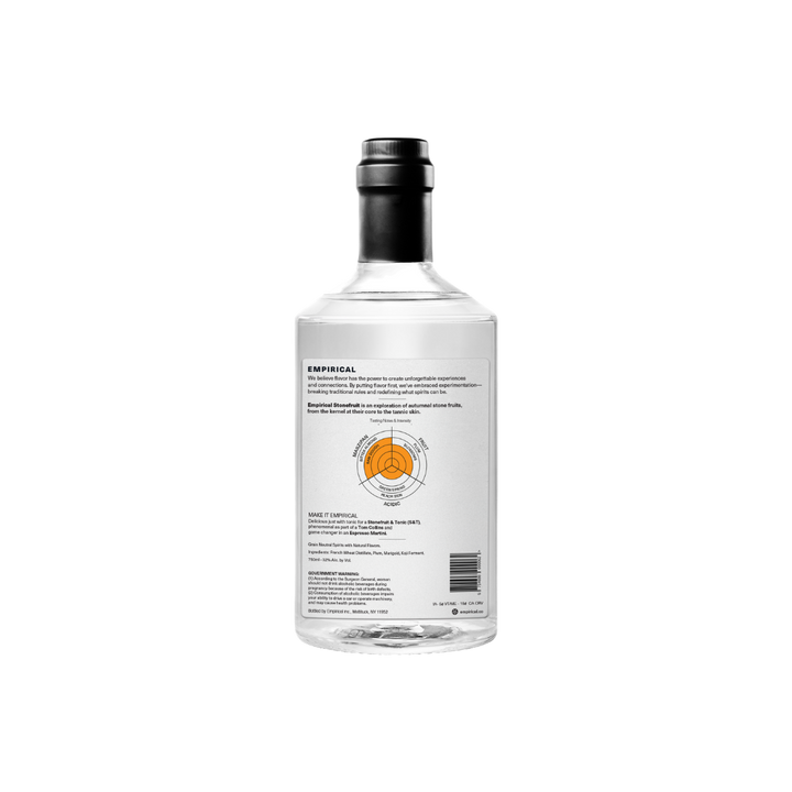 Back label of Empirical Stonefruit on a white background