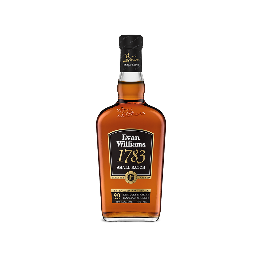 Bottle of Evan Williams 1783 Small Batch Bourbon.