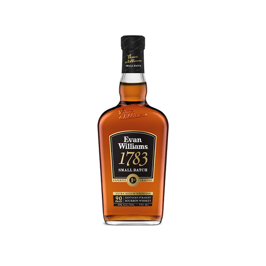 Bottle of Evan Williams 1783 Small Batch Bourbon.