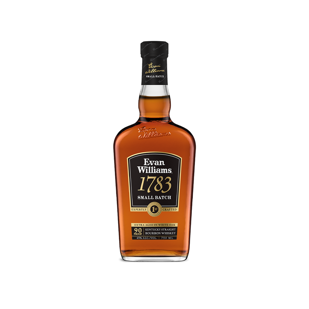 Bottle of Evan Williams 1783 Small Batch Bourbon.