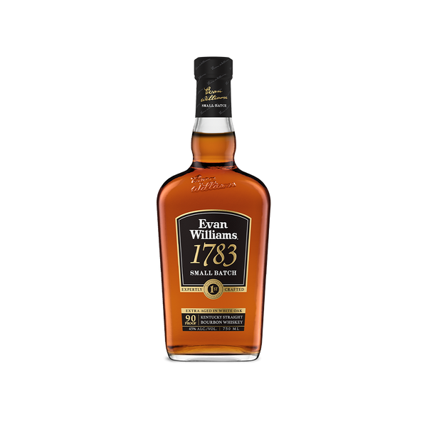 Bottle of Evan Williams 1783 Small Batch Bourbon.