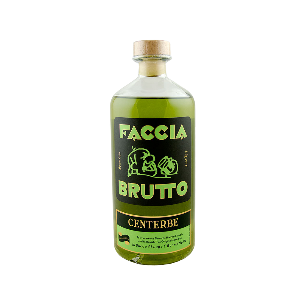 Bottle of Faccia Brutto Centerbe Herbal Liqueur. 