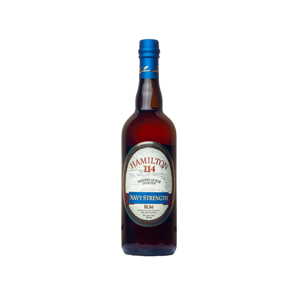 Bottle of Hamilton Navy Strength 114 Proof Rum.