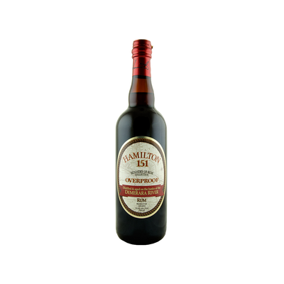 Bottle of Hamilton 151 Overproof Demerara Rum.