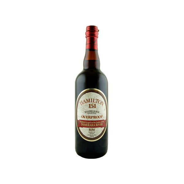 Bottle of Hamilton 151 Overproof Demerara Rum.