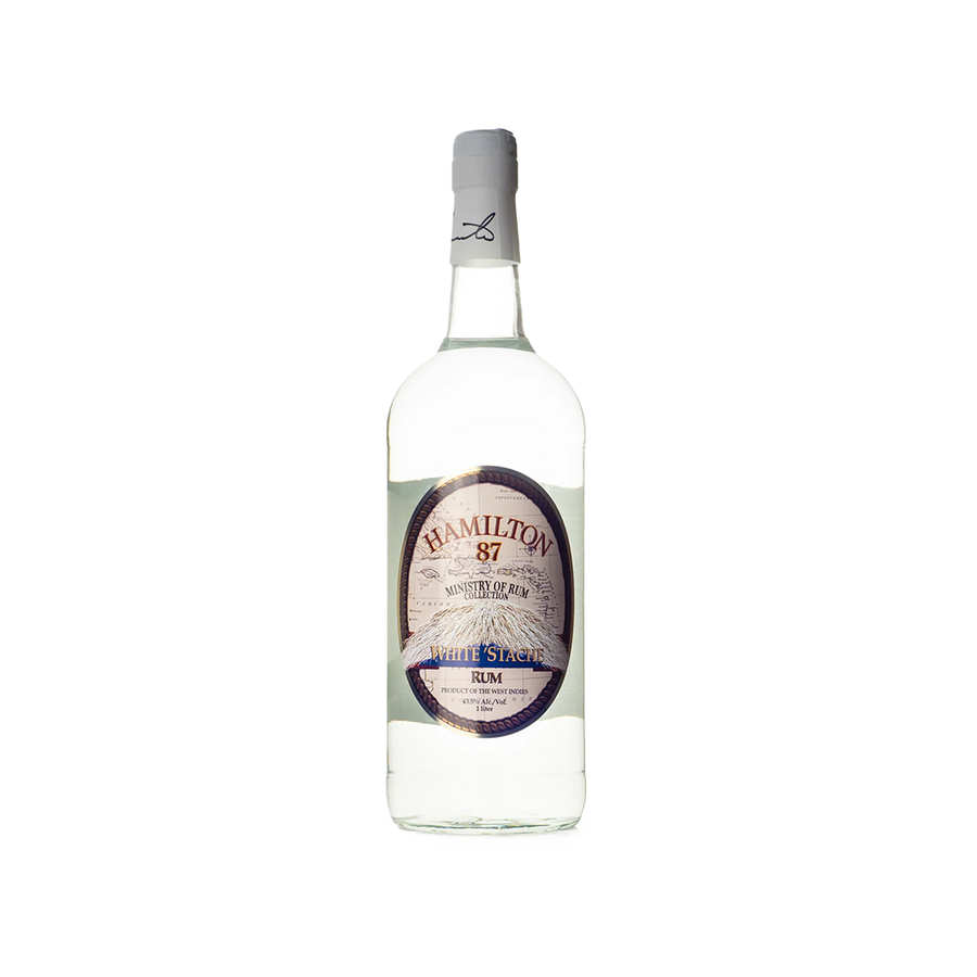 Bottle of Hamilton 87 White Stache Rum.
